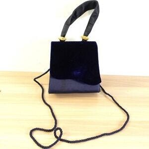 Vintage‎ Evening Crossbody Purse Bag Blue Velvet Satchel Whimsigoth Elegant